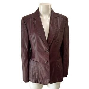 Vintage Leather Blazer Oxblood Brown Jacket Sears Carriage Court Small -